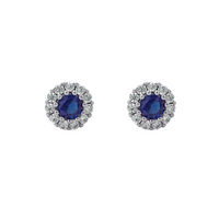SPARKLING FRAMED ROUND STONED STUD SILVER EARRING