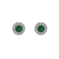 SPARKLING FRAMED ROUND STONED STUD SILVER EARRING
