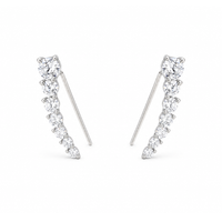ELEGANT GRADED ROUND STONES HOOK SILVER EARRING