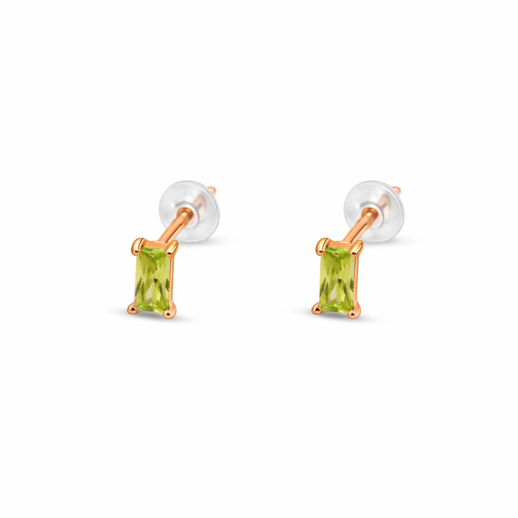TINY BAGUETTE CUT STUD SILVER EARRING