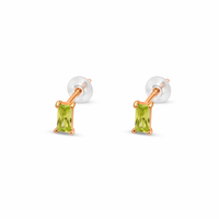 TINY BAGUETTE CUT STUD SILVER EARRING