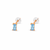 TINY BAGUETTE CUT STUD SILVER EARRING