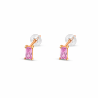 TINY BAGUETTE CUT STUD SILVER EARRING