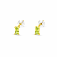 TINY BAGUETTE CUT STUD SILVER EARRING