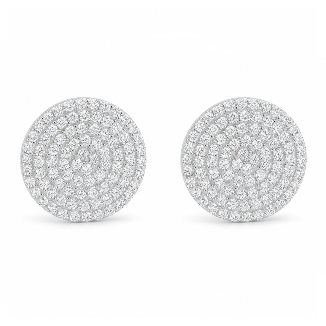 CLUSTER ROUND STONES STUD SILVER EARRING