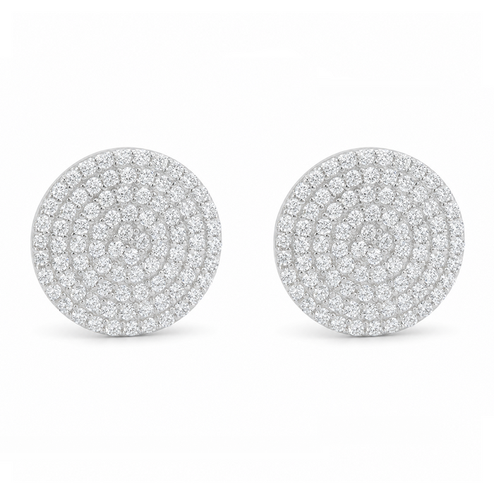 CLUSTER ROUND STONES STUD SILVER EARRING