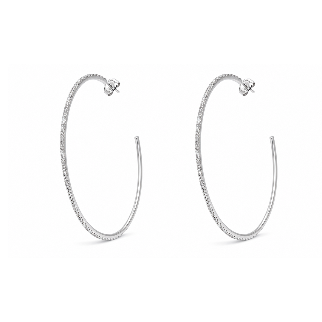 FULL ROUND STONES STUD SILVER EARRING