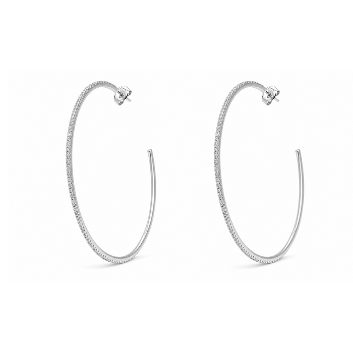 FULL ROUND STONES STUD SILVER EARRING