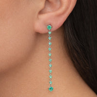 DROPPING TURQUOISE ROUND STONED STUD SILVER EARRING