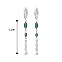 ROYAL GREEN MARQUISE HOOP SILVER EARRING