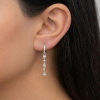DROPPING MULTISTONED HOOP SILVER EARRING