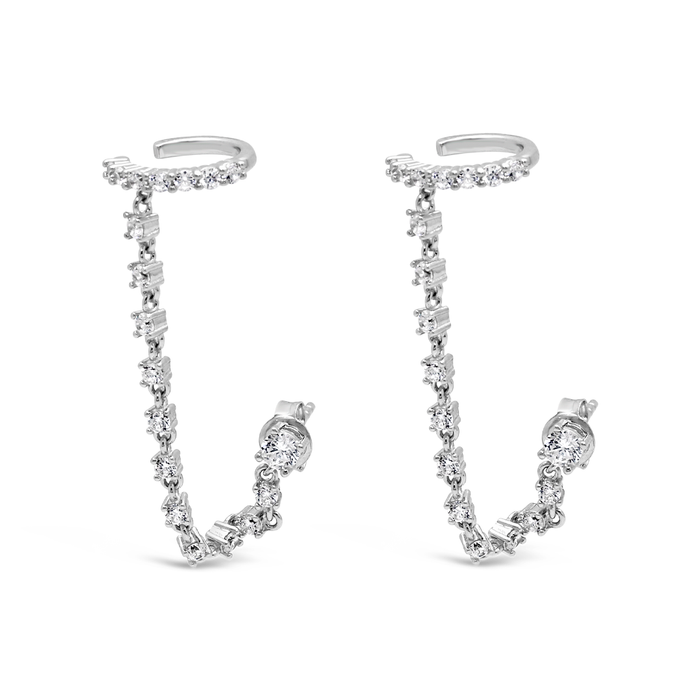 CLASSY CUFF LOOP ROUNDS STUD SILVER EARRING