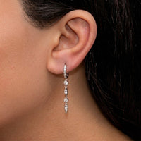 ELEGANT DROPPING MULTISTONED HOOP SILVER EARRING