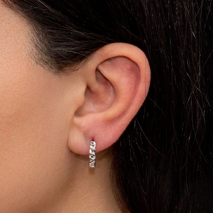 GOURMET SHAPE HOOP SILVER EARRING