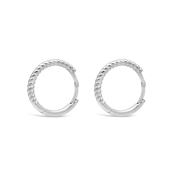 TWISTED PLAIN HOOP SILVER EARRING