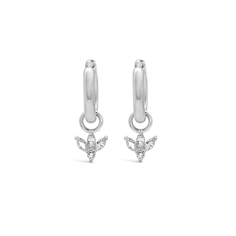 DROPPING ROSSETTE HOOP SILVER EARRING