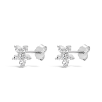 SIMPLE FLOWER SHAPED STUD SILVER EARRING