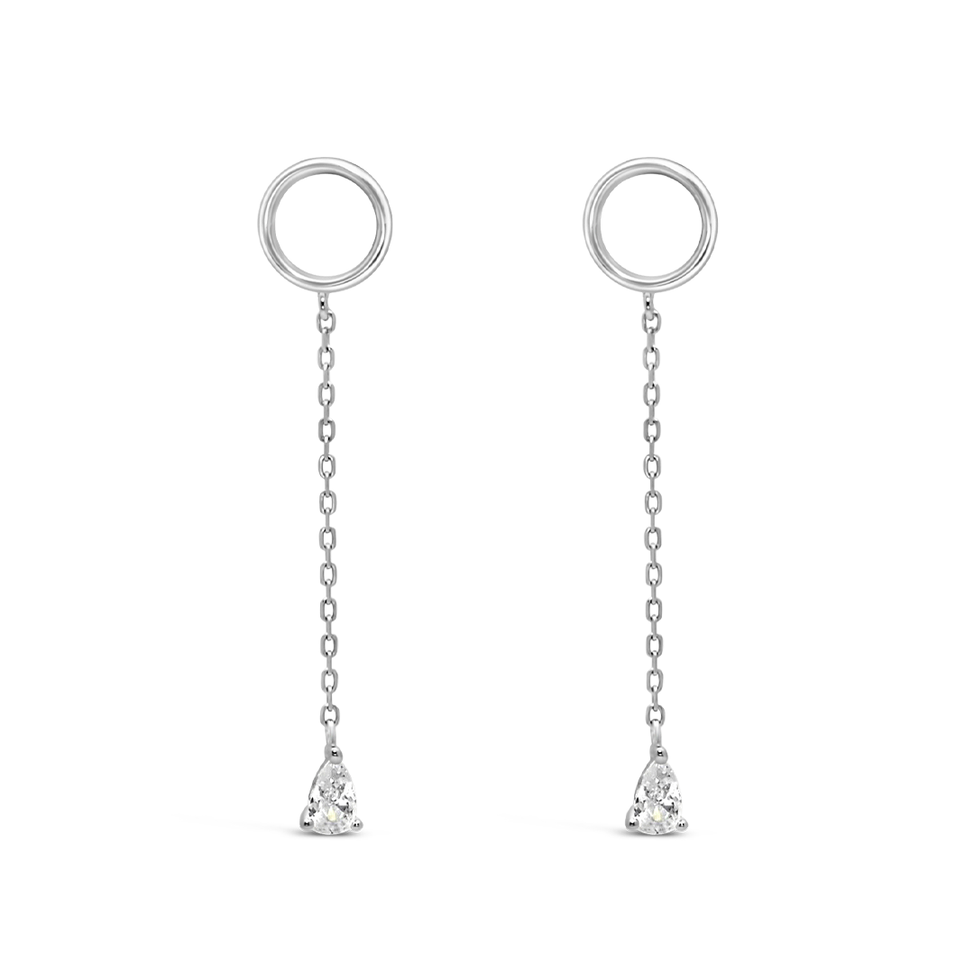 DROPPING PEAR STUD SILVER EARRING