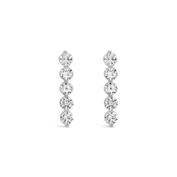 STRAIGHT ROUND STONES STUD SILVER EARRING