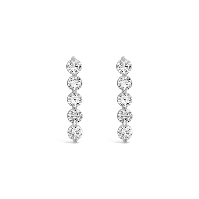 STRAIGHT ROUND STONES STUD SILVER EARRING