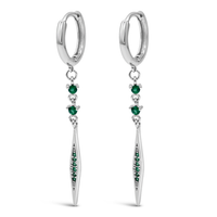 GREEN LINKED LOOP &HOOP SILVER EARRING