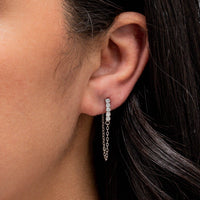 STRAIGHT DROPPING LOOP STUD SILVER EARRING