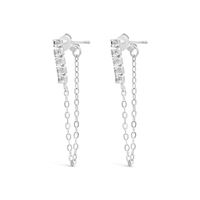 STRAIGHT DROPPING LOOP STUD SILVER EARRING