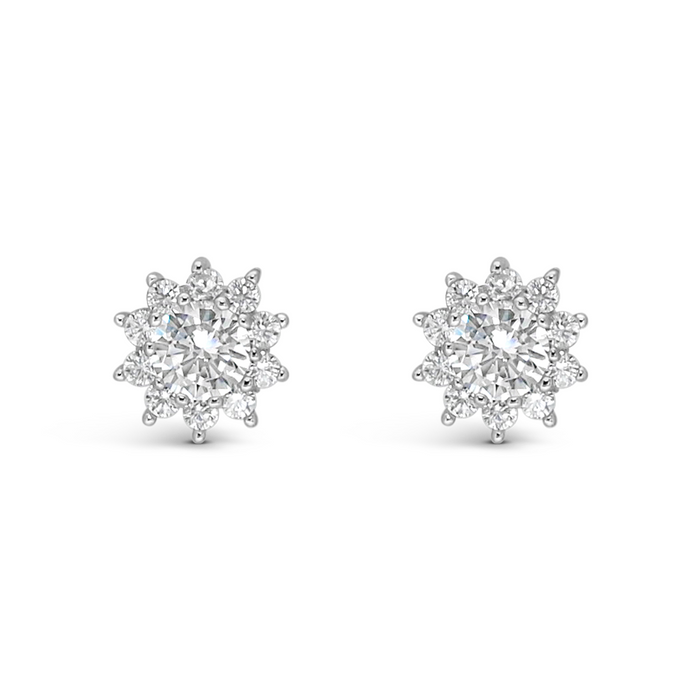 SUNFLOWER SHAPED STUD SILVER EARRING