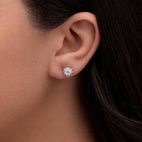 SUNFLOWER SHAPED STUD SILVER EARRING