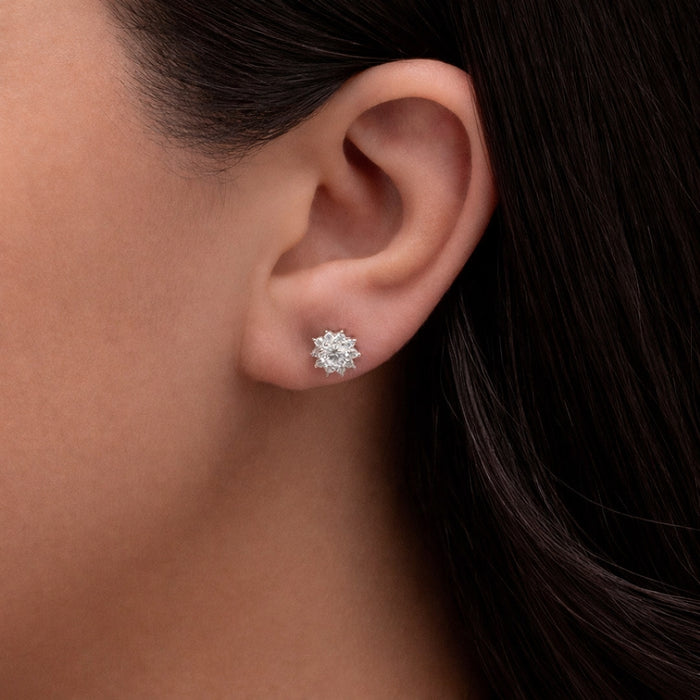 SUNFLOWER SHAPED STUD SILVER EARRING