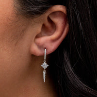 SHINNING STAR SHAPED HOOP SILVER EARRING