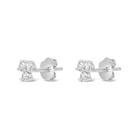 TRIPLE BOND FLOWER SHAPED STUD SILVER EARRING