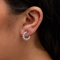 FASHIONABLE MARQUISE FIRE SPARKS STUD SILVER EARRING