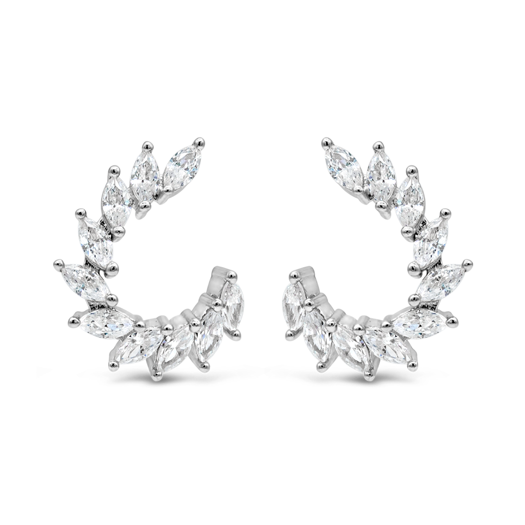 FASHIONABLE MARQUISE FIRE SPARKS STUD SILVER EARRING – Marly Silver
