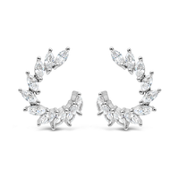 FASHIONABLE MARQUISE FIRE SPARKS STUD SILVER EARRING