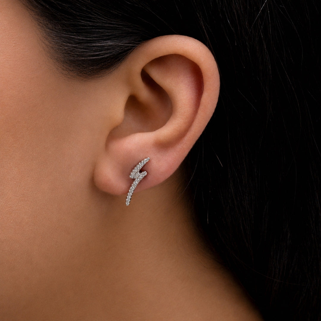 ENERGETIC ( Z ) SHAPE STUD SILVER EARRING