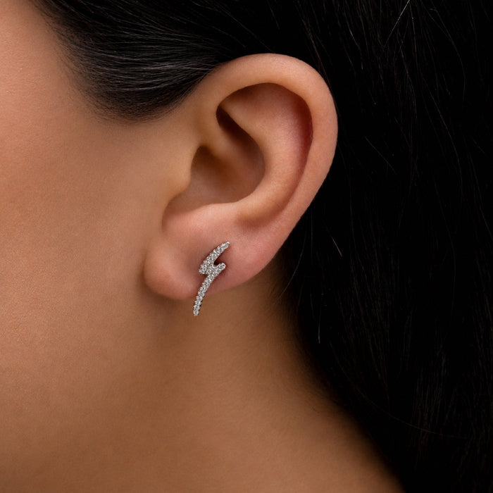 ENERGETIC ( Z ) SHAPE STUD SILVER EARRING
