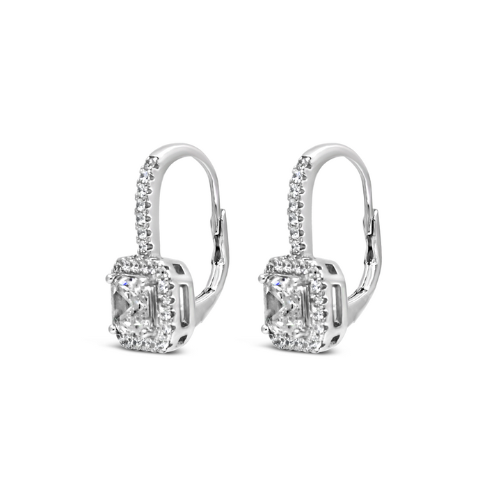 CHARMING SQUARE STONED HOOP SILVER EARRING