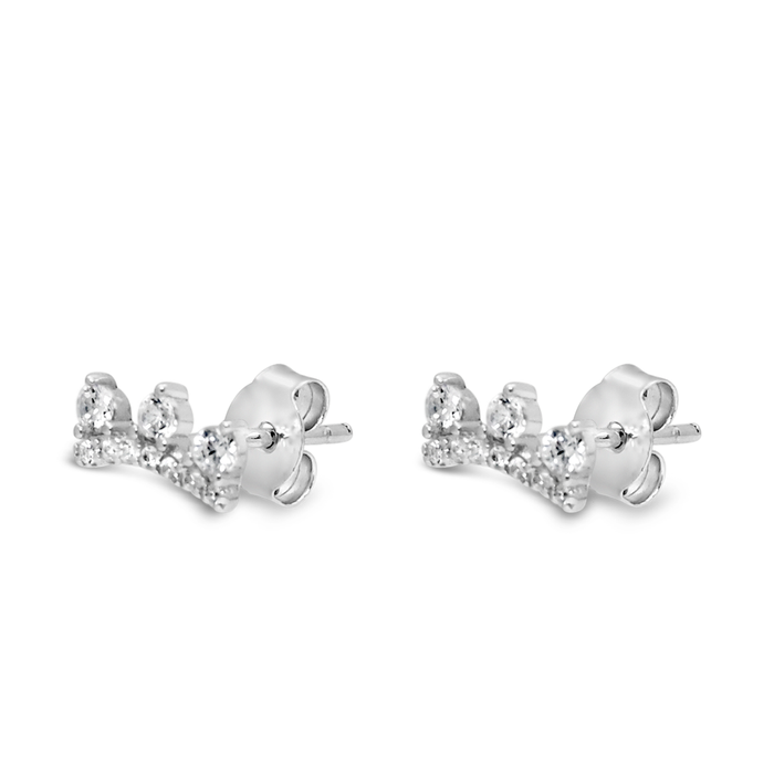 ROYAL CROWN SHAPED STUD SILVER EARRING