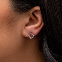 BEADED STUD SILVER EARRING