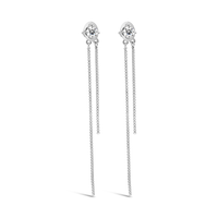 ROUND STONED LOOP STUD SILVER EARRING