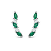 GREEN MARQUISE STONED STUD SILVER EARRING