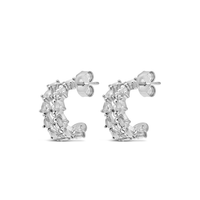 FASHIONABLE BEADS & PEARS STUD SILVER EARRING