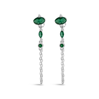 GREEN MULTISTONED LOOP STUD SILVER EARRING