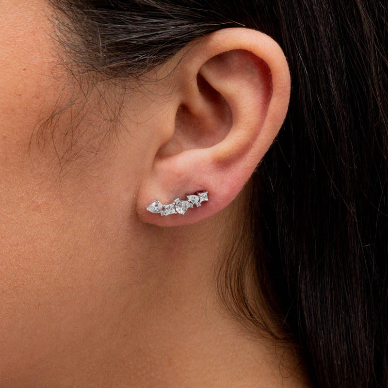 ELEGANT MULTISTONED STUD SILVER EARRING