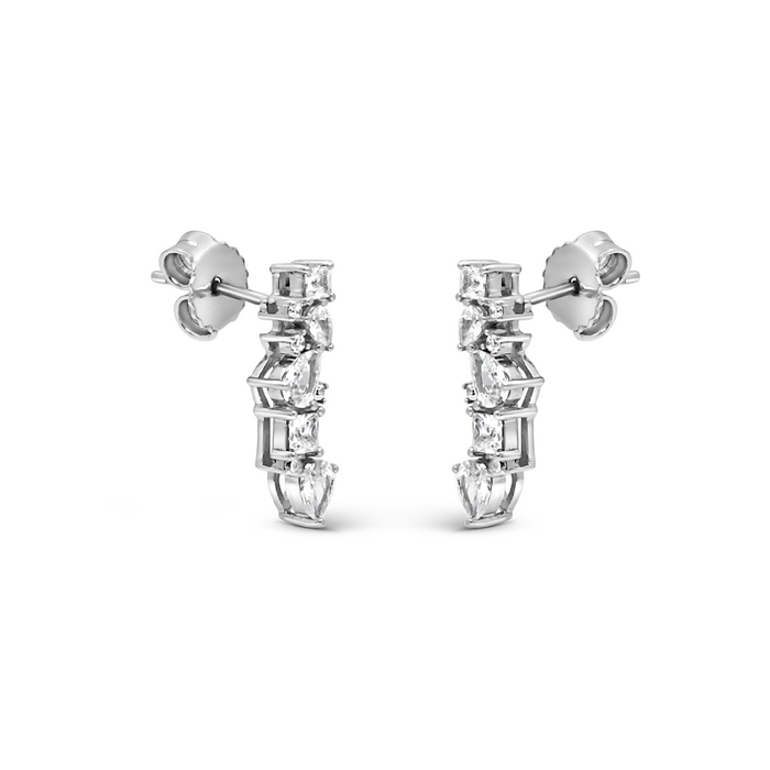 ELEGANT MULTISTONED STUD SILVER EARRING