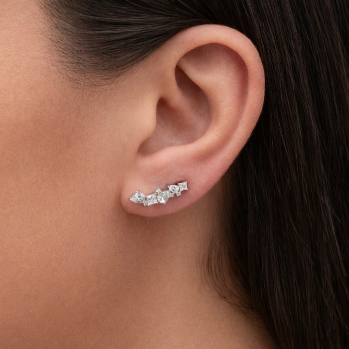 ELEGANT MULTISTONED STUD SILVER EARRING