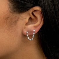 LOOPED STONES STUD SILVER EARRING