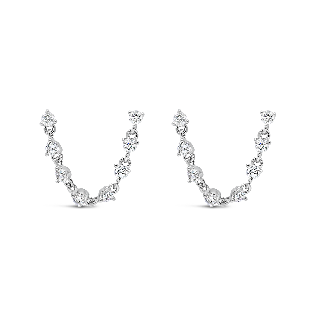 LOOPED STONES STUD SILVER EARRING