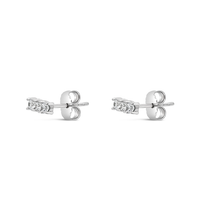 TINY STRAIGHT ROUND STONES STUD SILVER EARRING